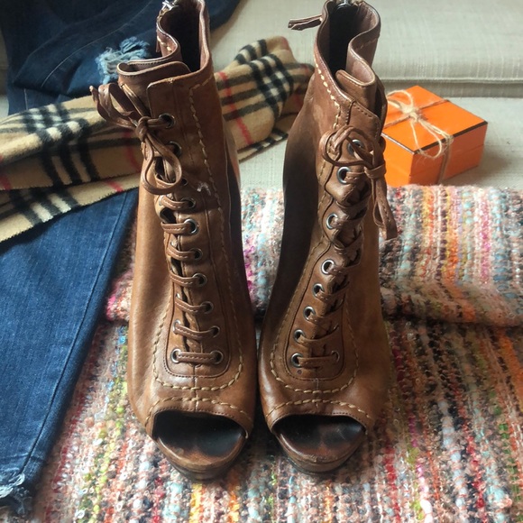 Auth Miu Miu Platform Peep toe Booties Boots - Picture 2 of 6